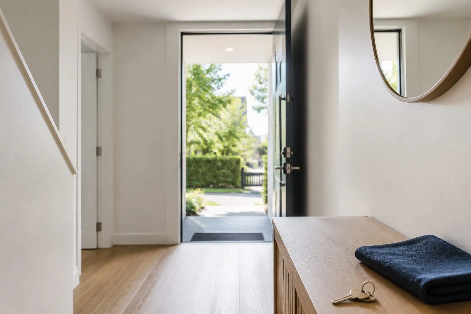 Tenant holding keys at the entrance of a New Zealand rental property